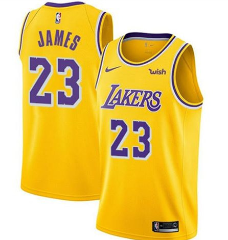 Men's Los Angeles Lakers #23 LeBron James Yellow NBA Stitched Jersey